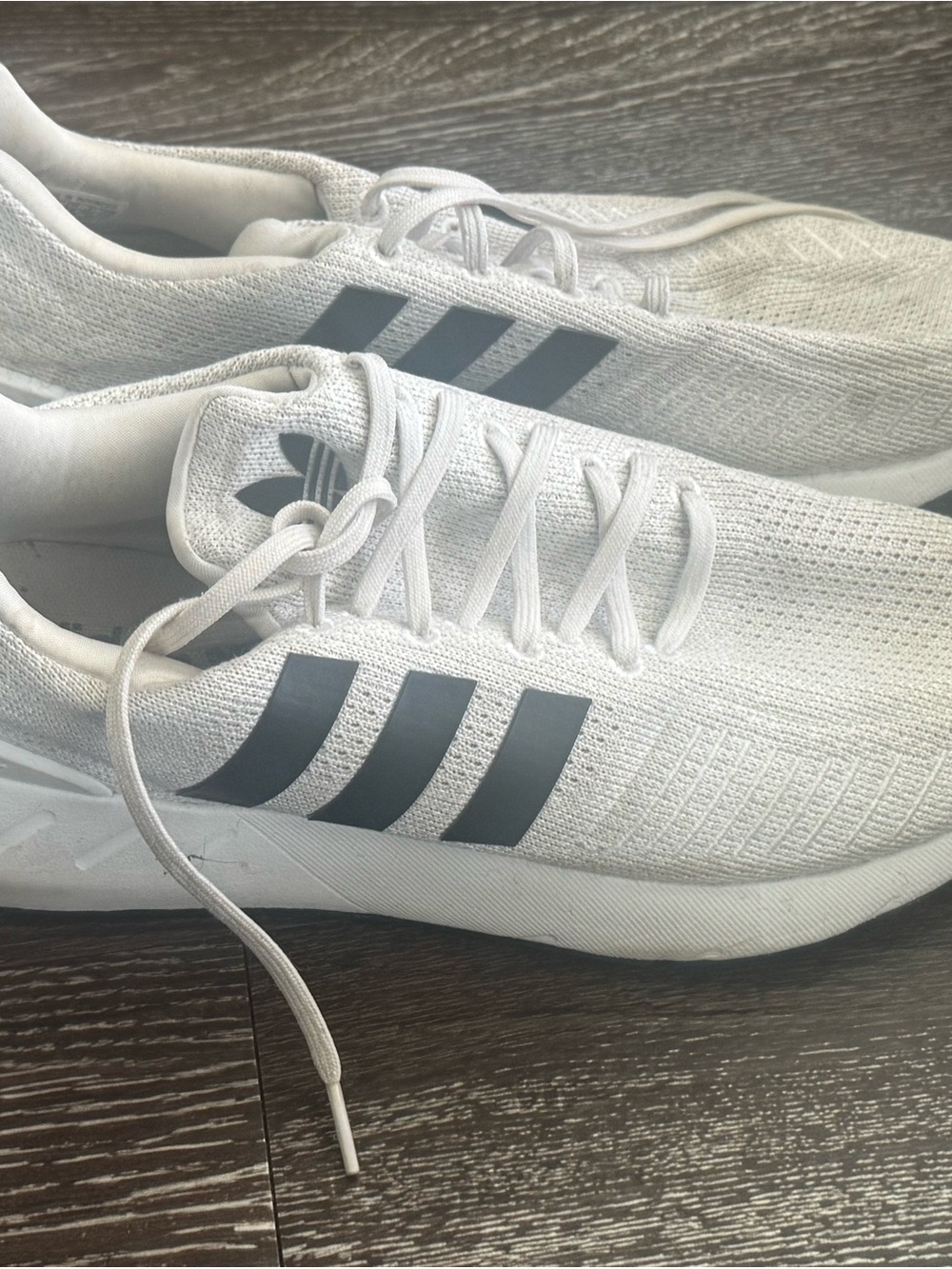adidas Men's White Sneakers with Grey Three-Stripes